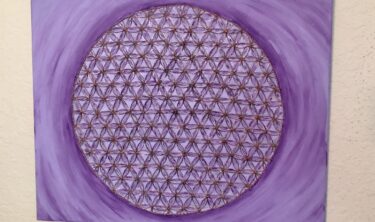 Copper on Canvas Sacred Geometry Flower of Life Frequency Art in Purple