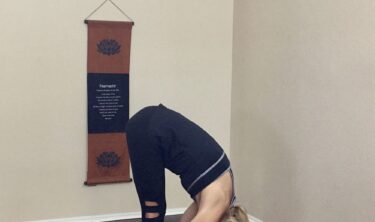 Warrior 1 in sun salutation