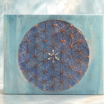 Copper Flower of Life on Blue