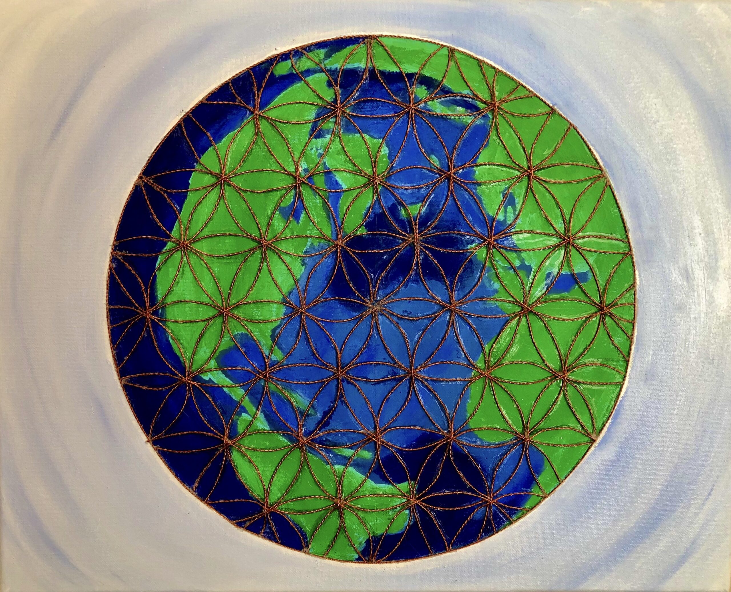 Copper Flower of Life World Art | Sacred Geometry Canvas - Image 3