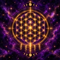 Violet Night Flower of Life Digital Art | Sacred Geometry Wall Art, Desktop & Phone Wallpaper