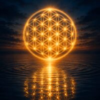 Blue & Gold Flower of Life Digital Wall Art | Sacred Geometry Printable