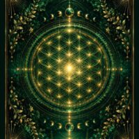 Emerald & Gold Flower of Life Digital Wall Art | Sacred Geometry Printable