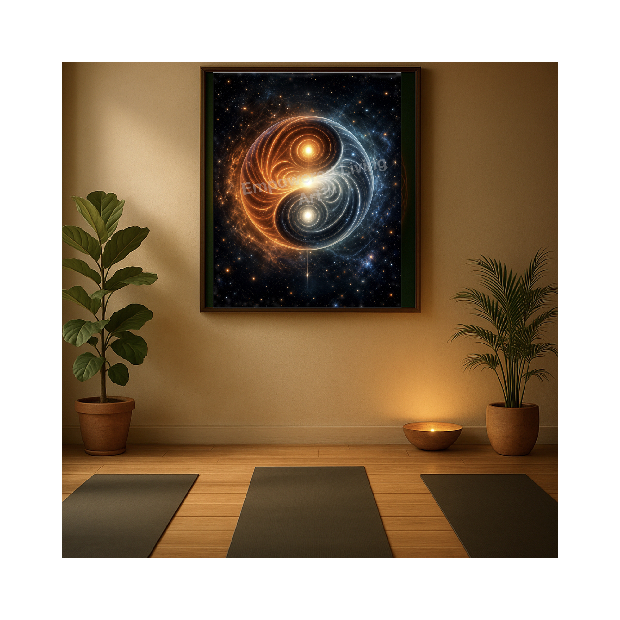 Cosmic Polarity Yin Yang Digital Art | Sacred Geometry Wall Art, Desktop & Phone Wallpaper - Image 4