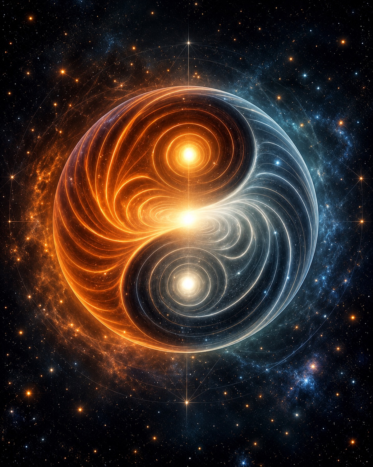Cosmic Polarity Yin Yang Digital Art | Sacred Geometry Wall Art, Desktop & Phone Wallpaper